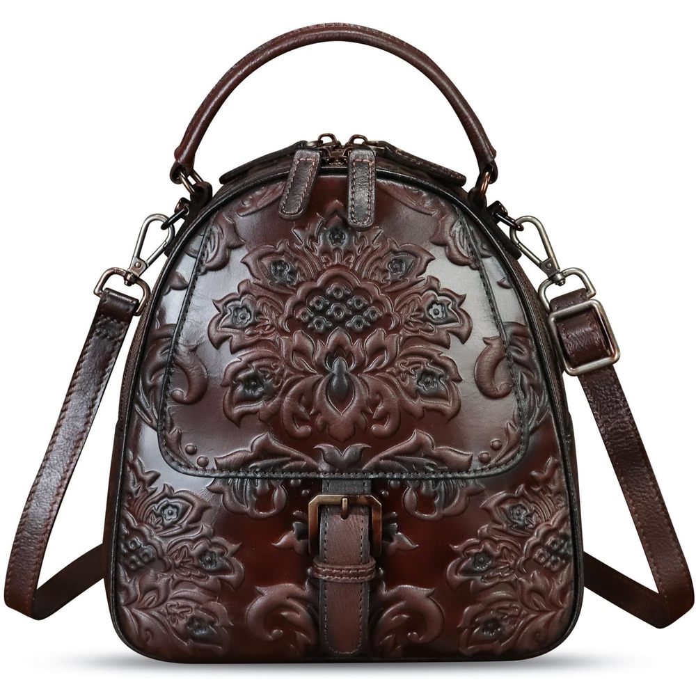 Genuine Leather Satchel Purse Embossed Crossbody Handbag Top <3